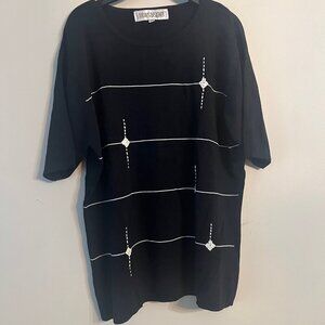 Black & White Sparkly sweater, 3/4 Sleeves,  M